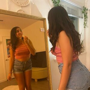 Pink and Orange Striped Top